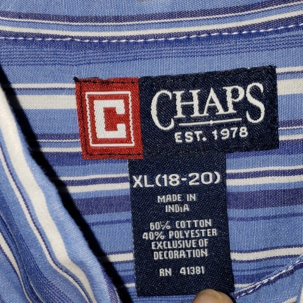 Long sleeve blue striped Chaps button down - Picture 3 of 5